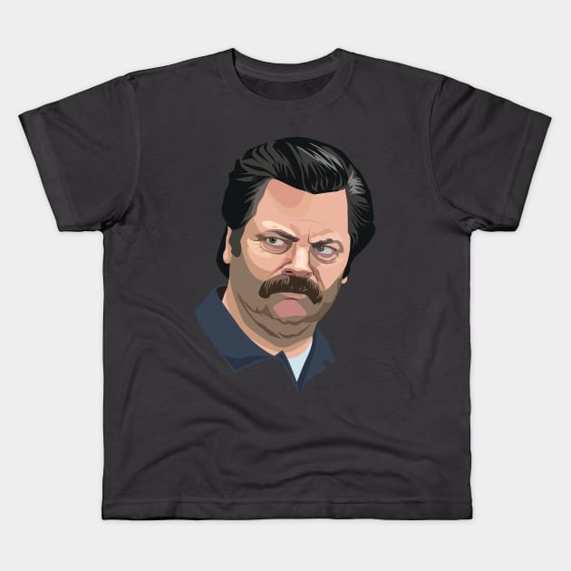 Ron Swanson Kids T-Shirt by RebekahLynneDesign